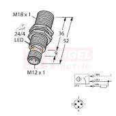 BI8U-M18-AP6X-H1141 snímač indukční se zvýšenou spínací vzdálenost M18x1, stíněný, mosaz, Sn=8mm, PNP/NO, konektor M12/3pin, délka těla 52mm, 10-30VDC, IP68