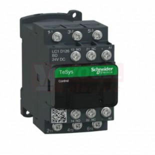 LC1D126BD     Stykač 3P 12A AC-3, 24 VDC, pom.kont. 1"Z"+1"V" , pro kabel.oka