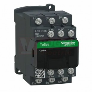 LC1D186BD     Stykač 3P 18A AC-3, 1Z+1V, 24 VDC,  pom.kont. 1"Z"+1"V" kabel.oka