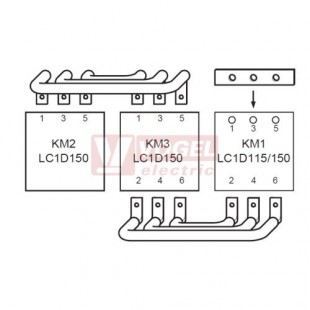 LA9D15017 propojovací sada horních a dolních hlavních pólů, pro 3x stykač LC1D150xx