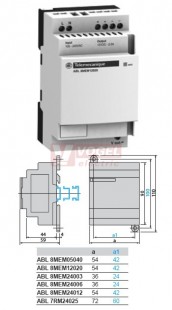 Zdroj spínaný 1f  5VDC  4,0A (ABL8MEM05040) 100-240VAC 20W modulární řada Phaseo, šhv 54x59x90mm