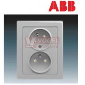 5513J-C02357 S1 Zásuvka dvojnásobná s ochr. kolíky, s clonkami, s natočenou dutinou; světle šedá - Swing L