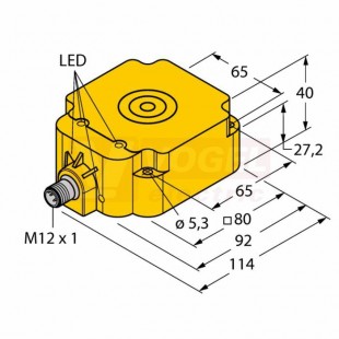 Bi50U-Q80-VP4X2-H1141 snímač indukční s prodlouženou spínací vzdáleností, Sn=50mm, stíněný, PNP/CO, 10-65VDC, konektor M12, 92x80x40mm, IP68 (1562000)