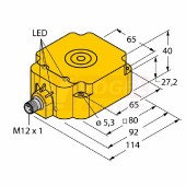 Bi50U-Q80-VP4X2-H1141 snímač indukční s prodlouženou spínací vzdáleností, Sn=50mm, stíněný, PNP/CO, 10-65VDC, konektor M12, 92x80x40mm, IP68 (1562000)