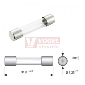 Pojistka sklen. 6,3x32   630mA T pomalá, vyp.schopnost 35A/250V