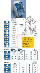 UDF500A svorkovnicový blok 1p. 500A průřezy flexibar//2x6-35/5x2,5-16/4x2,5-10mm2, IP20