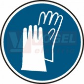 Samolepka příkazová "Příkaz k ochraně rukou" průměr 10cm, symbol (PZS04)