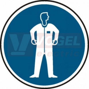 Samolepka příkazová "Nošení ochranného pracovního oděvu" průměr 10cm, symbol (PZS15 )
