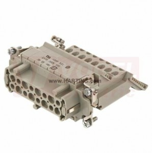 09330164729 Han ES AV konektor 16pin, Z, 16A/500V, vel.16B, Cage-clamp, stranová montáž vlevo, postříbřené, 0,14-2,5mm2