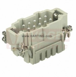 09330102616 Han ES-M konektor 10pin, V, 16A/500V, vel.10B, Cage-clamp, postříbřený, 0,14-2,5mm2
