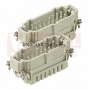 09330162626 Han ES-M konektor 16pin, V, 16A/500V, vel.16B, č.17-32, Cage-clamp, 0,14-2,5mm2