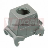 19200320437 Han A kryt konektoru, Standard hoods/housings, vel.32A, 2-třm., spojkový, přímý, vysoké provedení, spodní vývod, Han-Easy Lock, M32, RAL7037