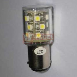 Žárovka LED Ba15d   24-28V AC/DC ZE SMD LED 3528 (3řx5), 52mA, 1,46W, pr.20mm/v=45mm, barva zelená