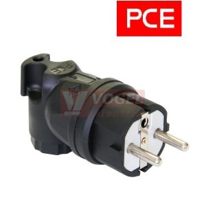 Vidlice gumová (PCE 05822-s) 250V/16A, IP44, max.3x2,5mm2, úhlová 90° (celogumové prov.)