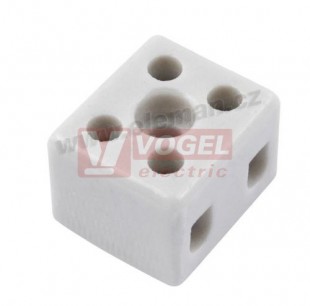 AK 2/6 BI(2-402-2)      Svorkovnice keramická 2P, 1,5-6mm2, 23x20x16mm, materiál porcelán do 350°C, barva okrová