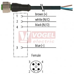 7000-12221-6141000 konektor M12/4-pin/zás/přímý - kabel ČE PVC 4x0,34mm2 L=10,0m - volný konec