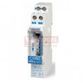 ORBIS UNO QRD spínací hodiny analogové denní, 1-kanál, min.15min., rez.>100h., 16A/250VAC, Un=120/230VAC, 12-24-48VDC, š=18mm, na DIN lištu