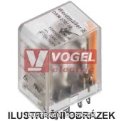 DRM570012 paticové relé 12V DC, 4 přepínací kontakty, 5A/250V AgNi pozlacené, LED indikace NE, test. tlač. NE, ochraná dioda NE (7760056078)