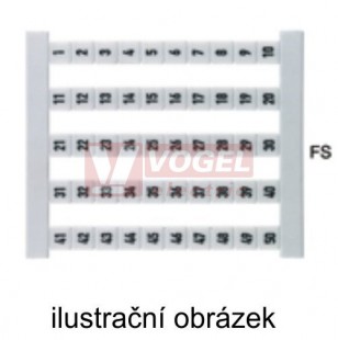 DEK 5 FS 2, 4, 6...100 štítek s potiskem, vertikální, š5mm x v5mm, PA66 (2339600000)