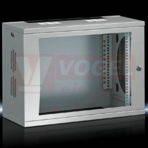DK7507.110 FLATBOX 9U nástěnná skříň pro datové sítě, švh 600x492x600mm, RAL7035, prosklené dveře