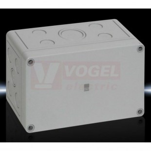 PK9514.050 (BAL) Svorkovnicová skříňka, s neprůhl.víkem, IP66, IK08, polykarbonát, metrické předlisovaný otvory, š180v110h90mm, RAL7035 (bal=2ks)