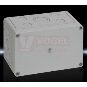 PK9514.050 (BAL) Svorkovnicová skříňka, s neprůhl.víkem, IP66, IK08, polykarbonát, metrické předlisovaný otvory, š180v110h90mm, RAL7035 (bal=2ks)