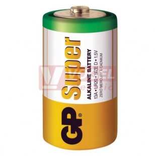 Baterie  1,50 V LR20 monočl.velký alkalický, GP Super Alkaline, shrink/2ks (vel.D)