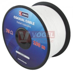 Kabel koaxiální 75 Ohm CB100F  pěnové dielektrikum, bílý, prům.6,5mm (pro TV, FM, SAT rozvody)