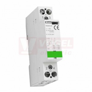 Stykač inst. 20A 2/0  24V AC/DC VS220-20 24VAC/DC, 2x20A, rozměr 17,5x85x60mm, IP20, -5 až +55°C