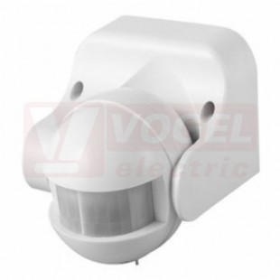 Senzor pohybu 220-240V (SENSOR 70 W), nástěnný, bílý,  180°, úhel 120°, dosah 12m, čas 10s-7min, citlivost 3-2000lx, IP44, max.1200W, rozměry 160x87x62mm (GXSE003)