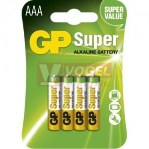 Baterie  1,50 V LR03 mikro alkalická, AAA, GP Super Alkaline, blistr/4ks