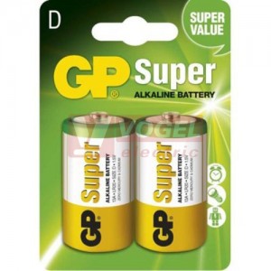 Baterie  1,50 V LR20 monočl.velký alkalický, D, GP Super Alkaline, blistr/2ks