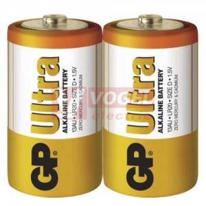 Baterie  1,50 V LR20 monočl.velký alkalický, D, GP Ultra shrink/2ks