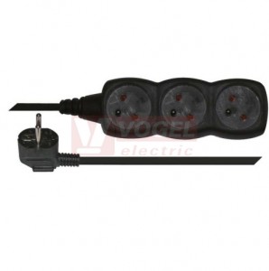 Prodlužovák  3 zás.  3m EMOS (PC0313) černý 250VAC/10A, kabel PVC 3x1,0mm2, dětské clonky