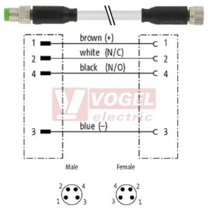 7000-88011-2312000 konektor M8/4-pin/vidl/přímý - kabel ŠE PUR do vlečného řetězu 4x0,25mm2 L=20,0m - konektor M8/4-pin/zás/přímý