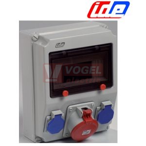 Z52.210DY zásuvková rozvodnice 2x16A/230V, 1x5P/16A/400V, jističe 6kA 2x1B16, 1x3B16 (293x220x130mm)