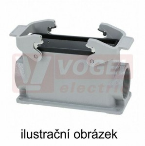 19300240273 Han B kryt konektoru, vel.24B, 2-třm., soklový, 2 otvory pro vývodku, vysoké provedení, Han-Easy Lock, 2xM40, bez víka, RAL7037