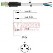 7000-08001-2100500 konektor M8/3-pin/vidl/přímý - kabel ŠE PVC 3x0,25mm2 L=5,0m - volný konec