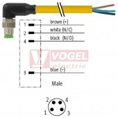7000-08031-0210750 konektor M8/4-pin/vidl/úhlový - kabel ŽL PUR/PVC 4x0,25mm2 L=7,5m - volný konec