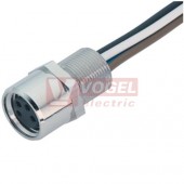 7000-08571-9700020 M8 F konektor M8/3pin/zas/do panelu, 4A/50VAC/60VDC, mosaz, vodič 3x0,25mm2,  PUR, délka kabelu 0,2m, IP67, závit M8x1 (bez upevňovací matky)