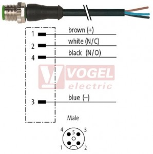 7000-12021-6240060 konektor M12/4-pin/vidl/přímý - kabel ČE PUR/PVC 4x0,34mm2 L=0,6m - volný konec