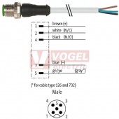 7000-12041-2250050 konektor M12/5-pin/vidl/přímý - kabel ŠE PUR/PVC 5x0,34mm2 L=0,5m - volný konec