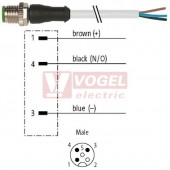 7000-12001-2230200 konektor M12/3-pin/vidl/přímý - kabel ŠE PUR/PVC 3x0,34mm2 L=2,0m - volný konec