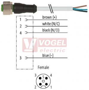 7000-12221-2140150 konektor M12/4-pin/zás/přímý - kabel ŠE PVC 4x0,34mm2 L=1,5m - volný konec