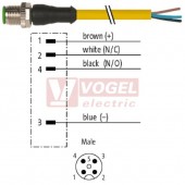 7000-12021-0240750 konektor M12/4-pin/vidl/přímý - kabel ŽL PUR/PVC 4x0,34mm2 L=7,5m - volný konec