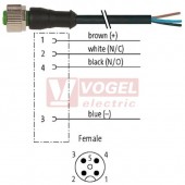 7000-12221-6545000 konektor M12/4-pin/zás/přímý - kabel ČE PUR do svařovny 4x0,34mm2 L=50,0m - volný konec