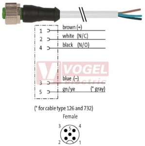 7000-12241-2251500 konektor M12/5-pin/zás/přímý - kabel ŠE PUR/PVC 5x0,34mm2 L=15,0m - volný konec