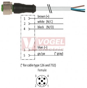 7000-12241-2351500 konektor M12/5-pin/zás/přímý - kabel ŠE PUR 5x0,34mm2 L=15,0m - volný konec