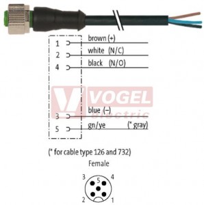 7000-12241-6251500 konektor M12/5-pin/zás/přímý - kabel ČE PUR/PVC 5x0,34mm2 L=15,0m - volný konec