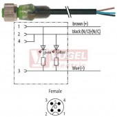 7000-12281-6230750 konektor M12/4-pin/2xLED/zás/přímý - kabel ČE PUR/PVC 4x0,34mm2 L=7,5m - volný konec